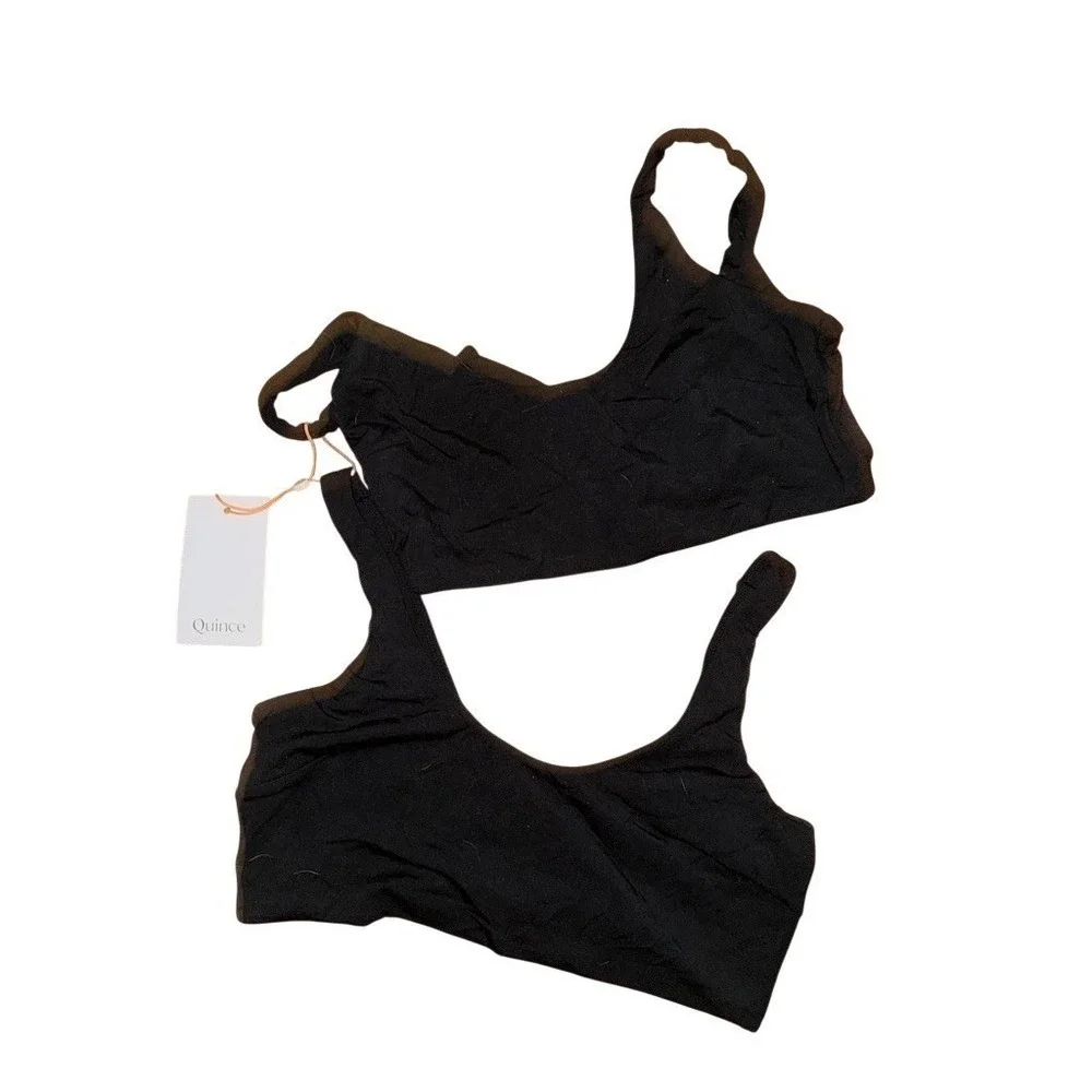 Quince Micromodal Maternity & Postpartum Bra 2-pack S Black Bralette Wide Straps